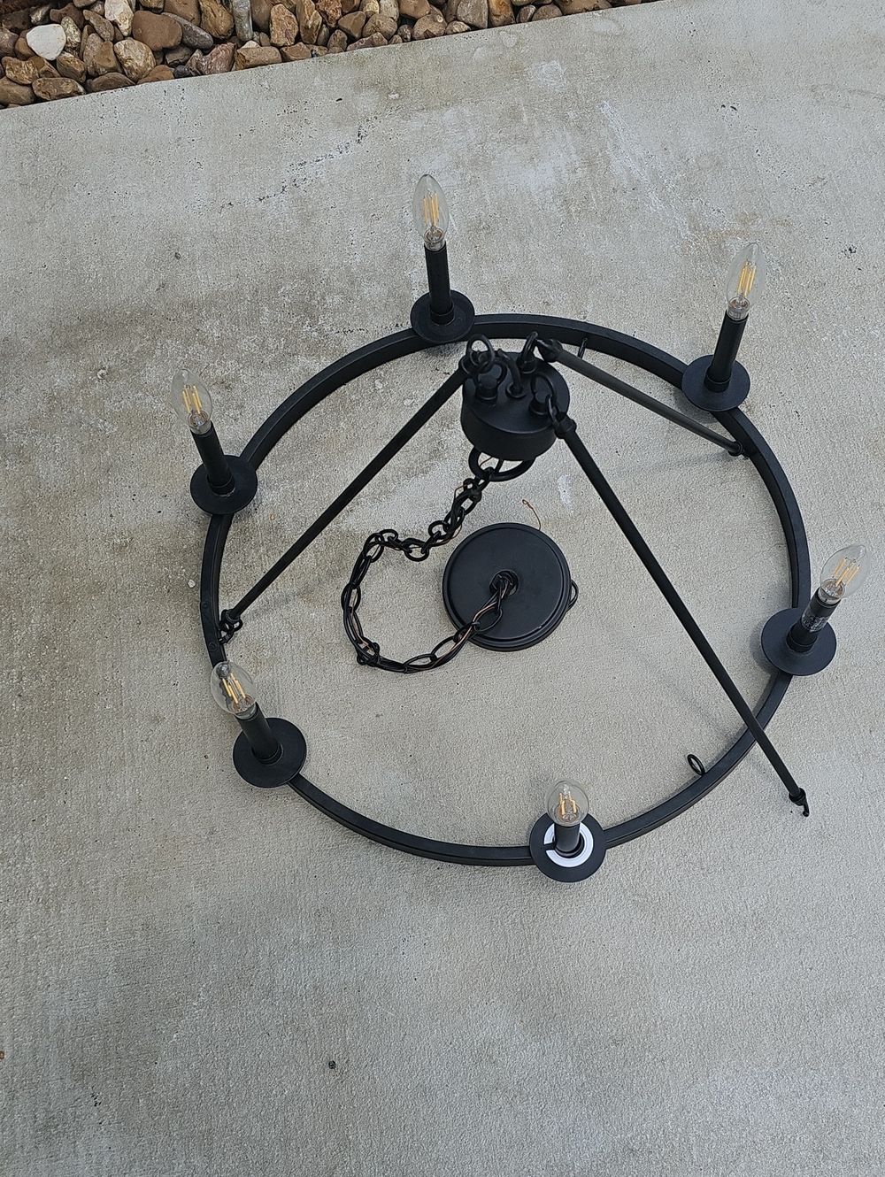 Industrial Black Metal 8-Light Chandelier